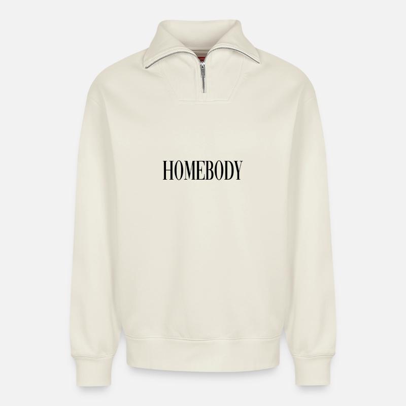 Stubenhocker - Relaxed Unisex Organic Half Zip Sweatshirt – von SPREAD - Naturweiß