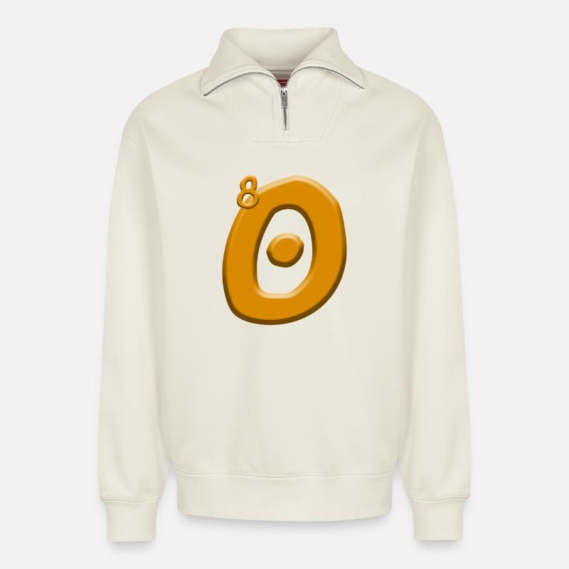 80e anniversaire - Sweat unisexe décontracté en coton biologique à demi-zip – de SPREAD - blanc cassé