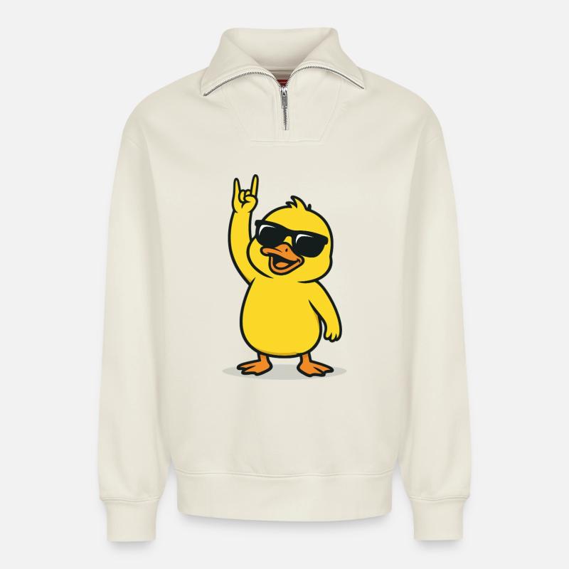 Rockin' Chick - Relaxed Unisex Organic Half Zip Sweatshirt – von SPREAD - Naturweiß