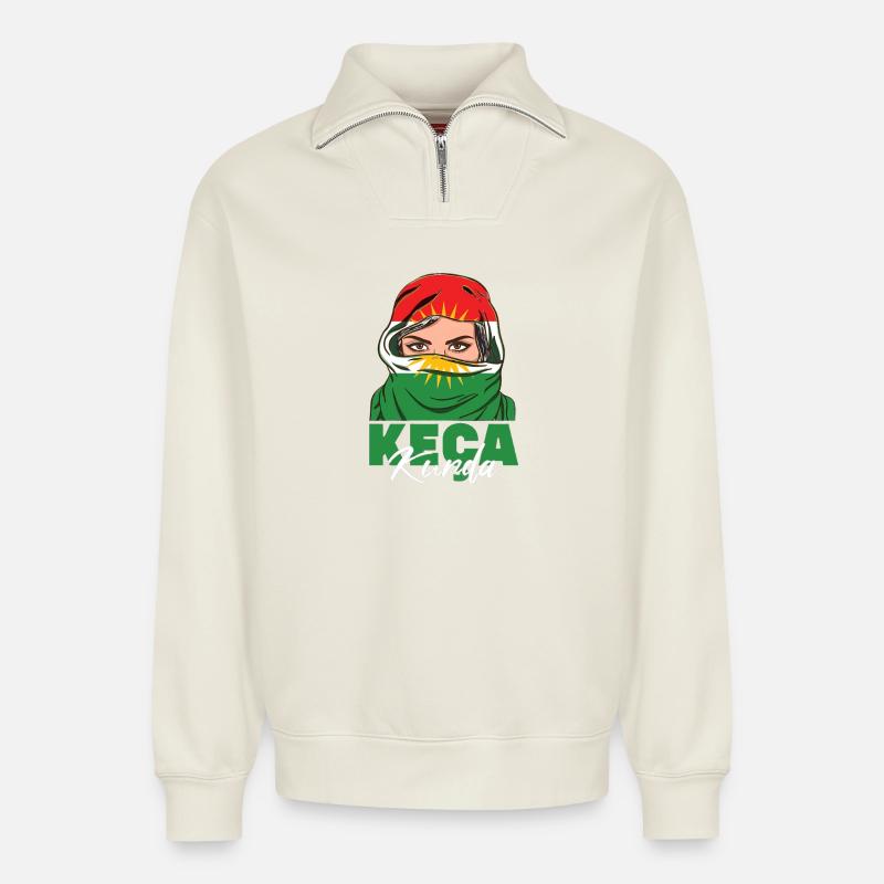 Kurdistan Kurden Kurd Standarddruck - Relaxed Unisex Organic Half Zip Sweatshirt – von SPREAD - Naturweiß