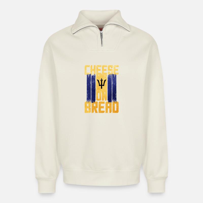 Barbados - Relaxed Unisex Organic Half Zip Sweatshirt – von SPREAD - Naturweiß