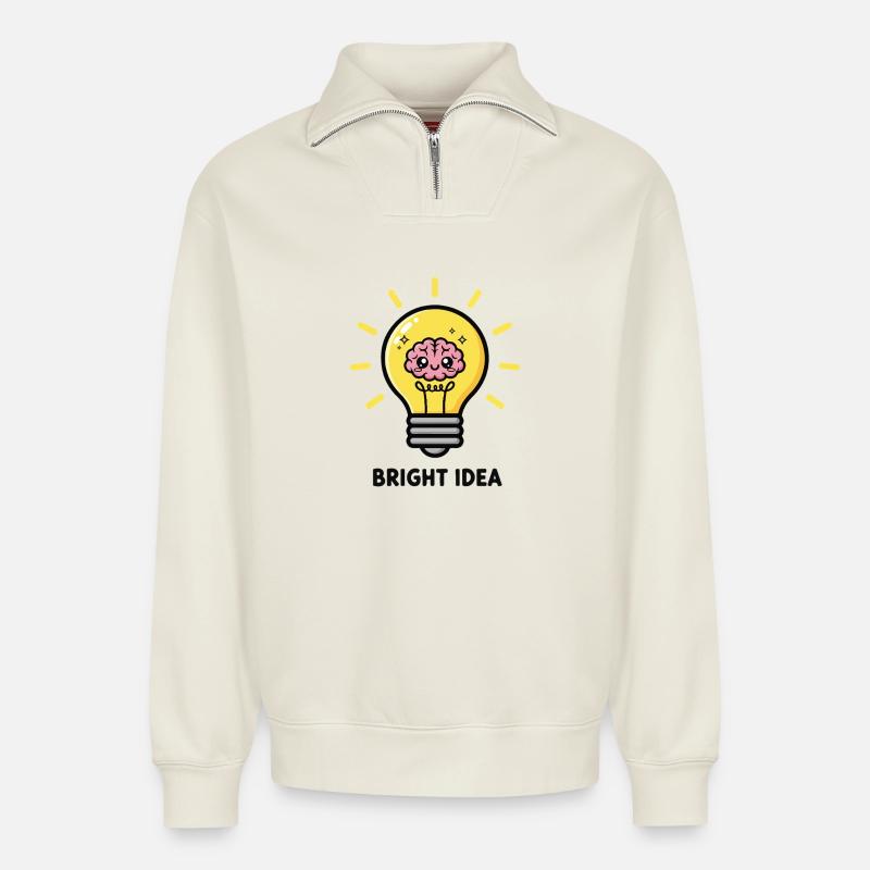 Kluger Funke - Relaxed Unisex Organic Half Zip Sweatshirt – von SPREAD - Naturweiß