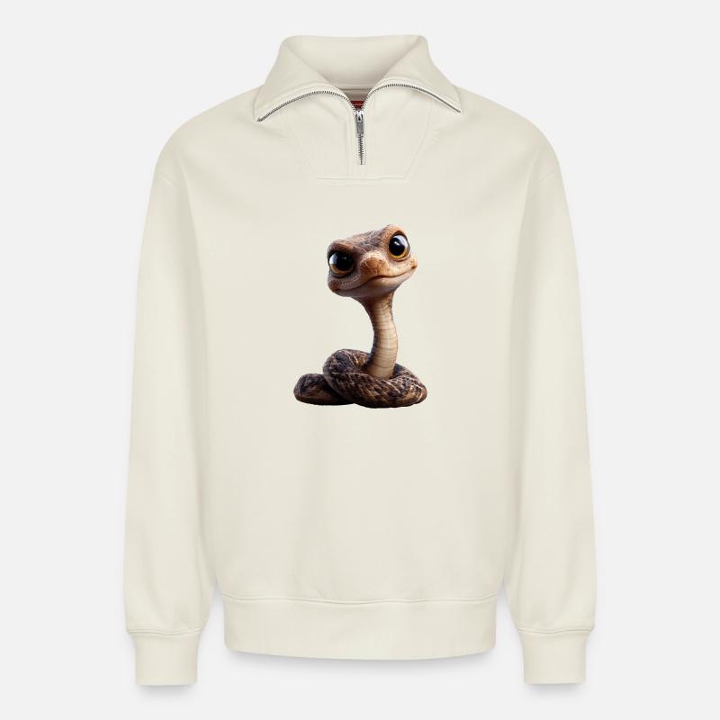 snake, python, cobra, rattlesnake, snakes - Relaxed Unisex Organic Half Zip Sweatshirt – by SPREAD - off white