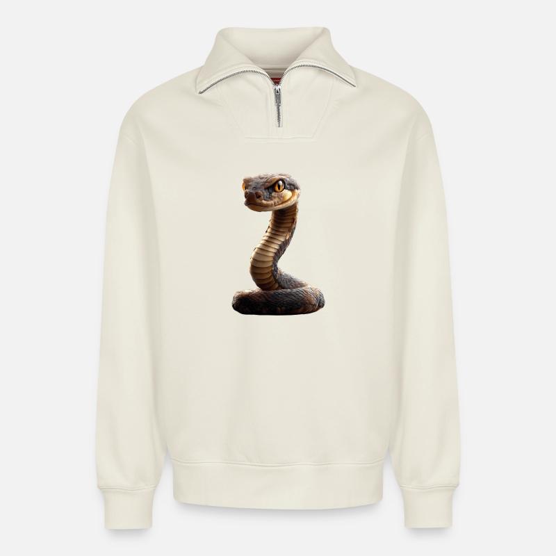 snake, python, cobra, rattlesnake, snakes - Relaxed Unisex Organic Half Zip Sweatshirt – by SPREAD - off white