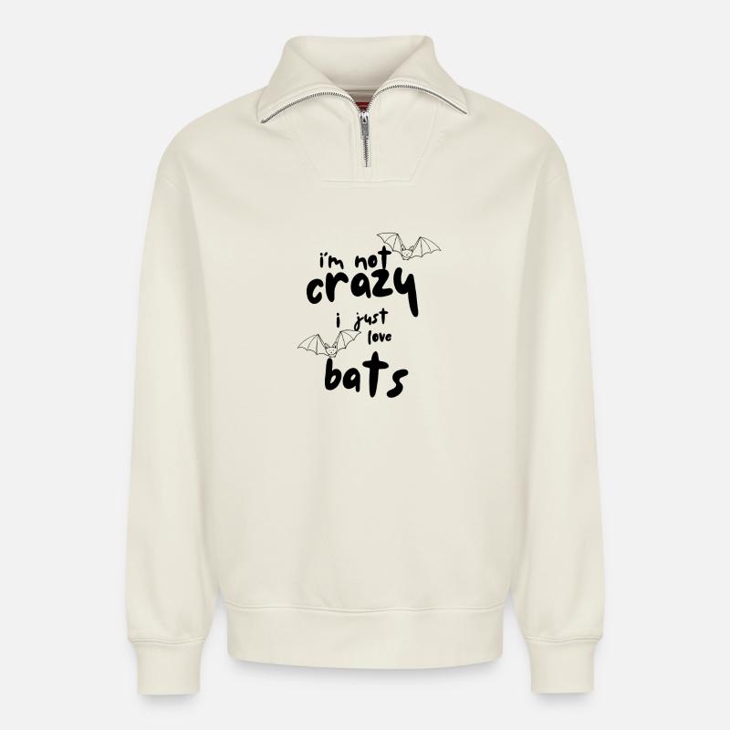 Fledermäuse - Relaxed Unisex Organic Half Zip Sweatshirt – von SPREAD - Naturweiß