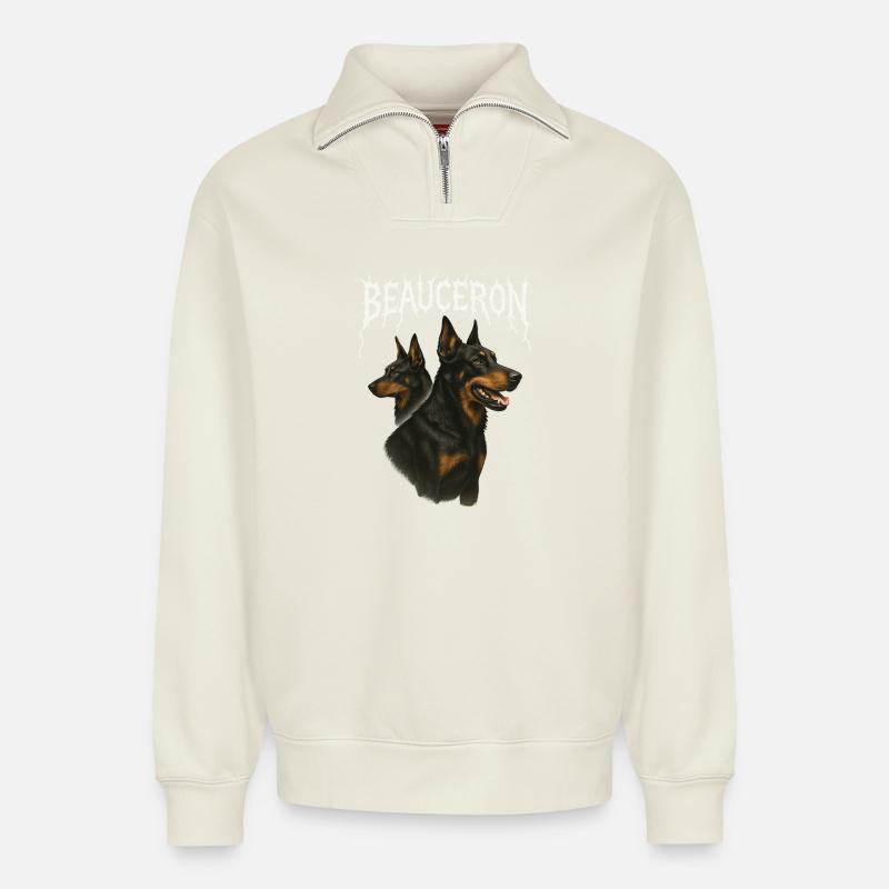Beauceron - Relaxed Unisex Organic Half Zip Sweatshirt – von SPREAD - Naturweiß