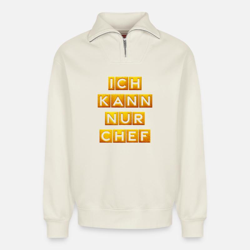 CHEF - Relaxed Unisex Organic Half Zip Sweatshirt – von SPREAD - Naturweiß
