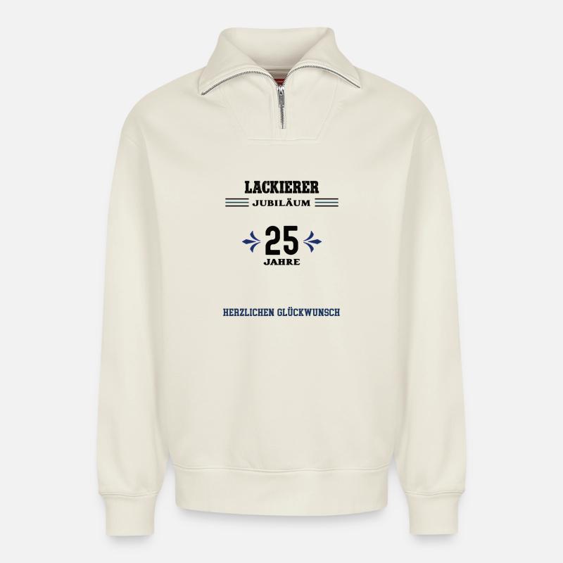 Painter 25th Anniversary 25th Anniversary - Relaxed Unisex Organic Half Zip Sweatshirt – by SPREAD - off white