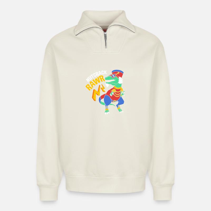 Nussknacker Weihnachten - Relaxed Unisex Organic Half Zip Sweatshirt – von SPREAD - Naturweiß