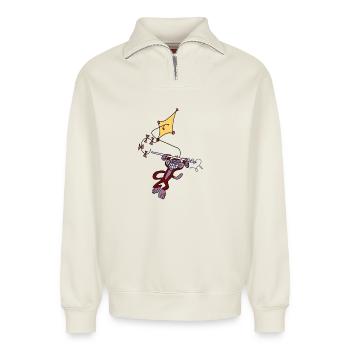 Abenteuer Affe - Relaxed Unisex Organic Half Zip Sweatshirt – von SPREAD - Naturweiß - Vorne