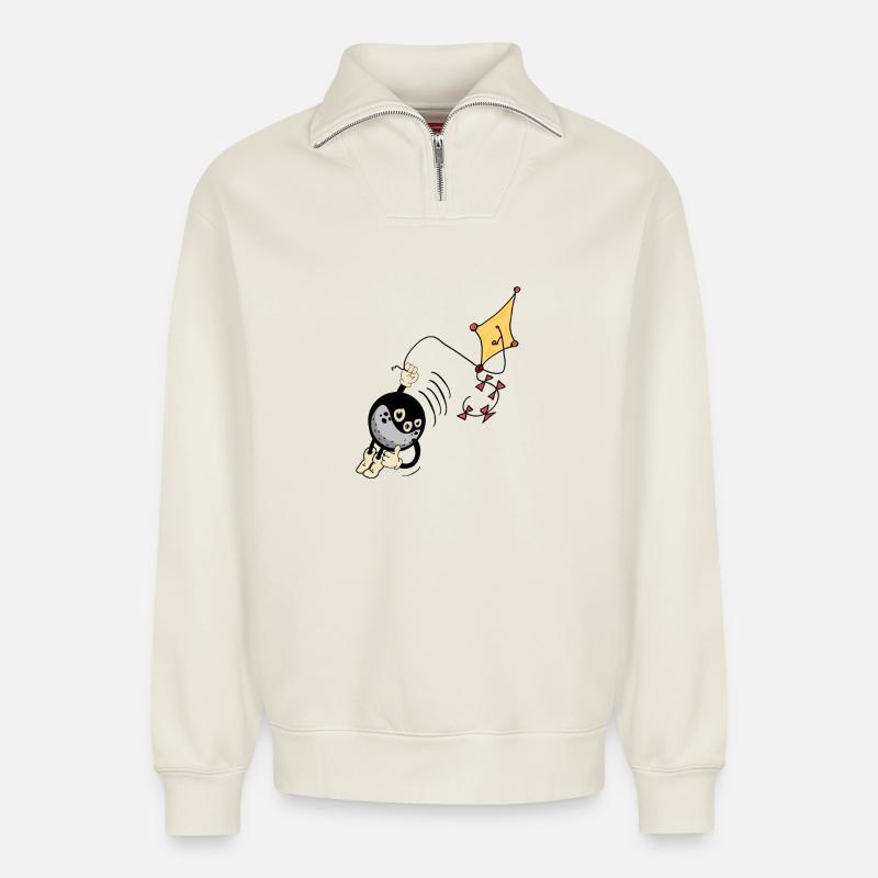 VOLANT - Sweat unisexe décontracté en coton biologique à demi-zip – de SPREAD - blanc cassé