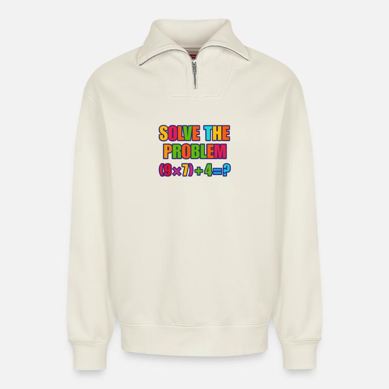 67 Meme, löse das Mathe-Rätsel - Relaxed Unisex Organic Half Zip Sweatshirt – von SPREAD - Naturweiß