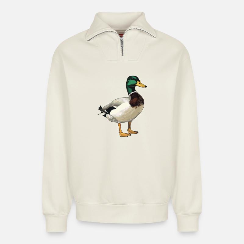 Enten Ente - Relaxed Unisex Organic Half Zip Sweatshirt – von SPREAD - Naturweiß