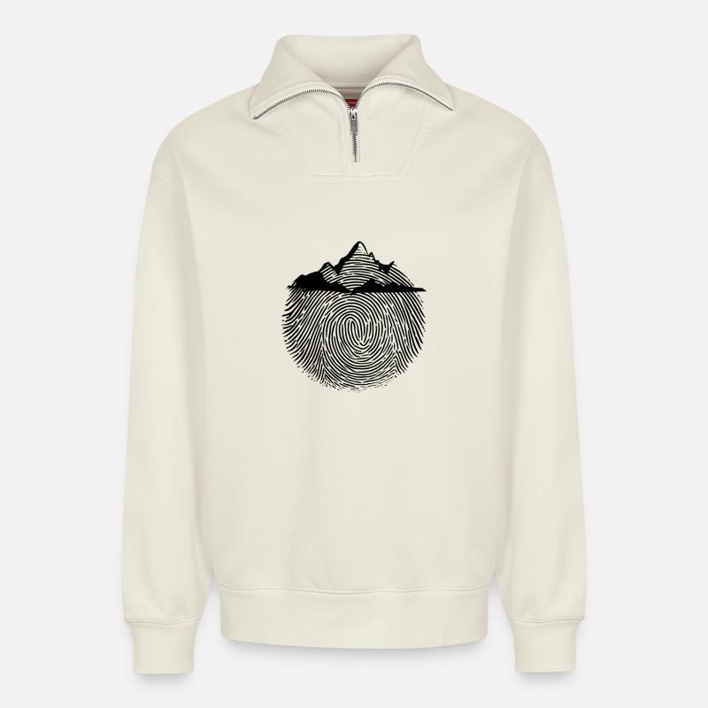 Bergwandern Liebe Klettern - Relaxed Unisex Organic Half Zip Sweatshirt – von SPREAD - Naturweiß