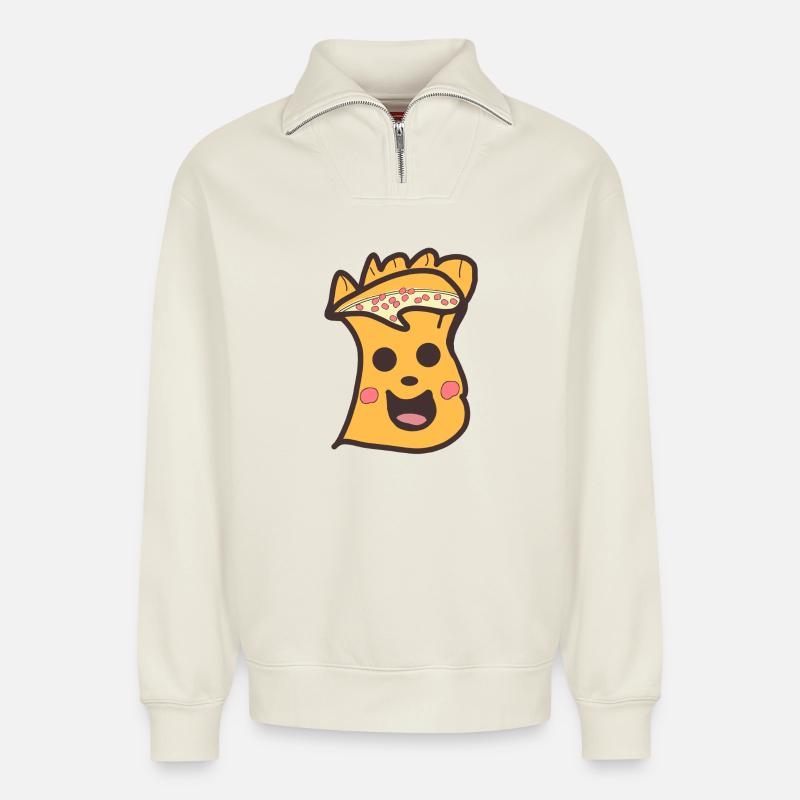Fröhlicher Dim Sum Gesichtsfreund - Relaxed Unisex Organic Half Zip Sweatshirt – von SPREAD - Naturweiß