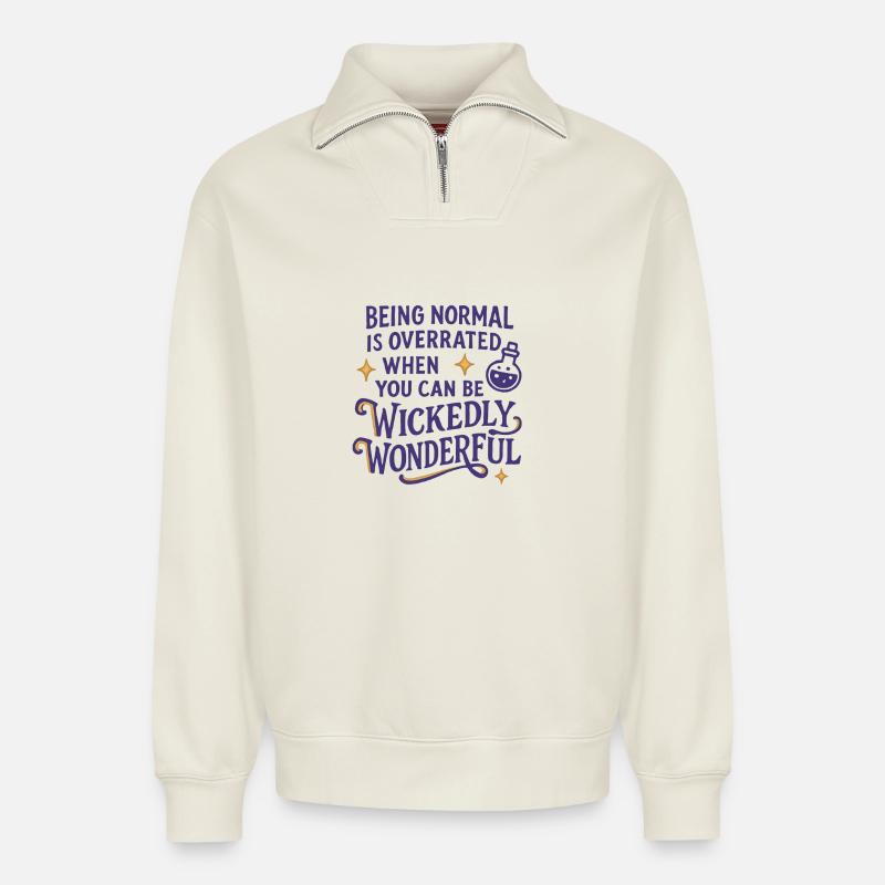 Halloween - Hexe - Relaxed Unisex Organic Half Zip Sweatshirt – von SPREAD - Naturweiß