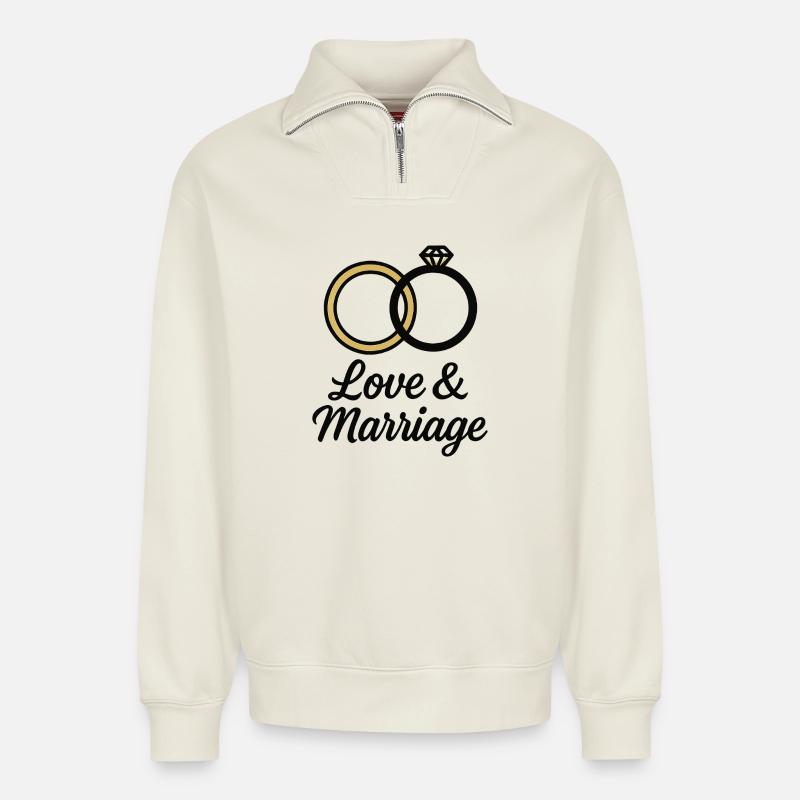Liebe & Ehe Trauringe - Liebe & Ehe - Relaxed Unisex Organic Half Zip Sweatshirt – von SPREAD - Naturweiß