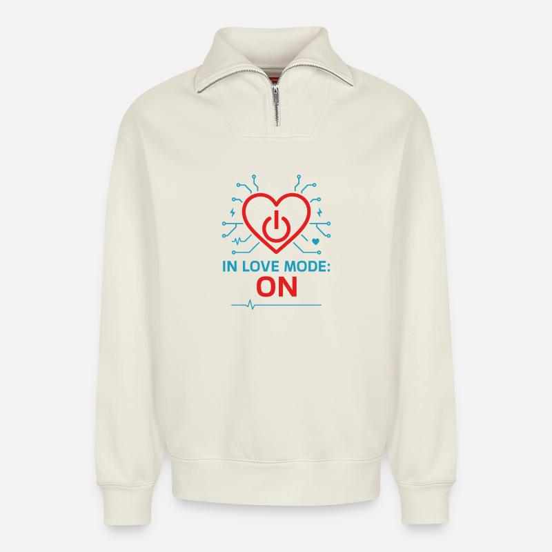 Verliebter Informatiker Techniker - Relaxed Unisex Organic Half Zip Sweatshirt – von SPREAD - Naturweiß