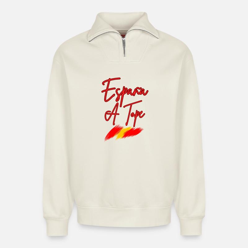 Spanien Ein Tope Neon - Relaxed Unisex Organic Half Zip Sweatshirt – von SPREAD - Naturweiß