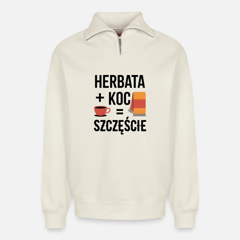 Tee und Deckenglück - Relaxed Unisex Organic Half Zip Sweatshirt – von SPREAD - Naturweiß