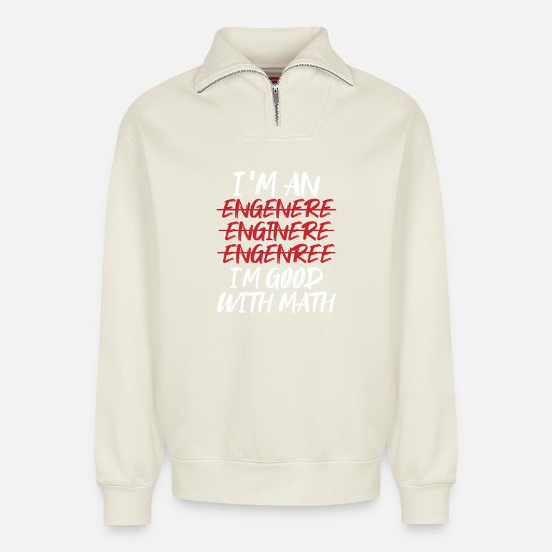 Math Math Math Teacher Mathematician - Relaxed Unisex Organic Half Zip Sweatshirt – by SPREAD - off white
