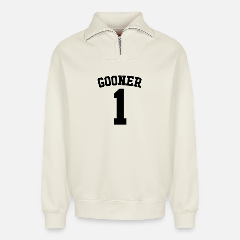 Gooner 1 Trikot Gooning - Relaxed Unisex Organic Half Zip Sweatshirt – von SPREAD - Naturweiß