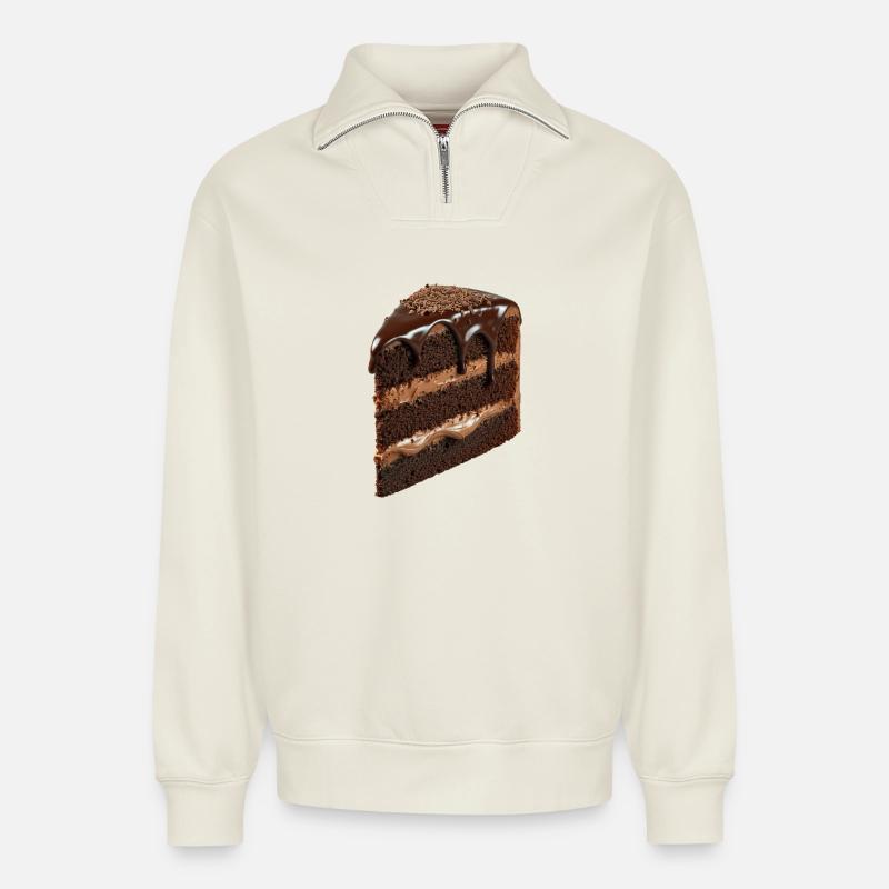 Cake - Relaxed Unisex Organic Half Zip Sweatshirt – by SPREAD - off white