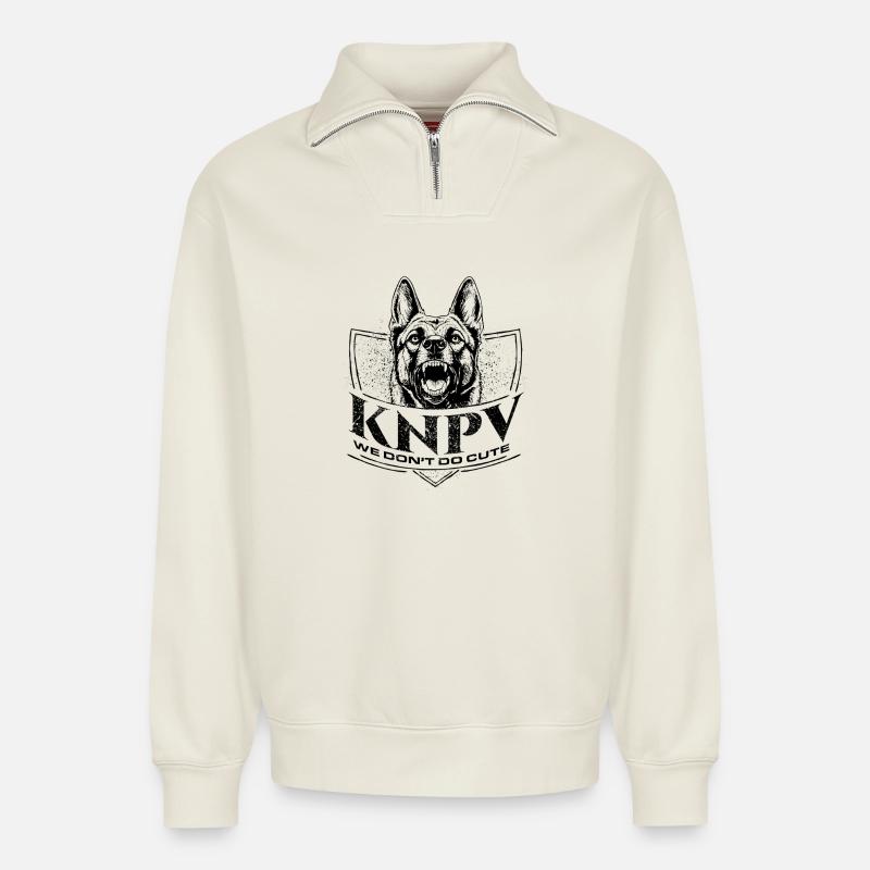 KNPV Training für Arbeitshunde - Relaxed Unisex Organic Half Zip Sweatshirt – von SPREAD - Naturweiß