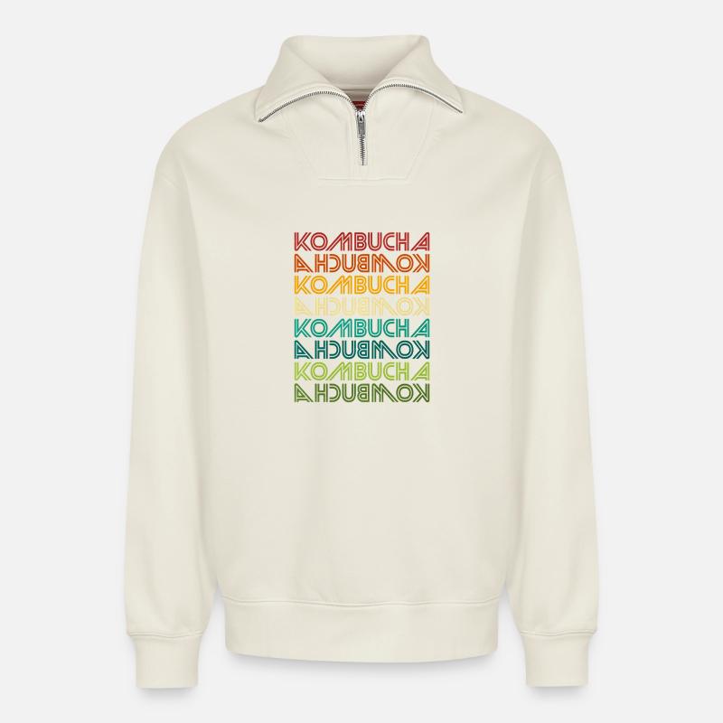 Kombucha - Relaxed Unisex Organic Half Zip Sweatshirt – von SPREAD - Naturweiß