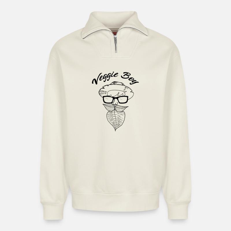 veggie - Relaxed Unisex Organic Half Zip Sweatshirt – von SPREAD - Naturweiß