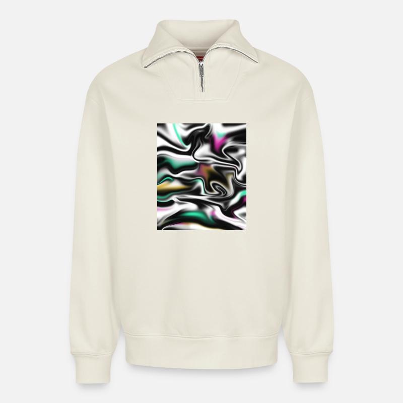Holographic Flow - mystisch abstrakt - Relaxed Unisex Organic Half Zip Sweatshirt – von SPREAD - Naturweiß