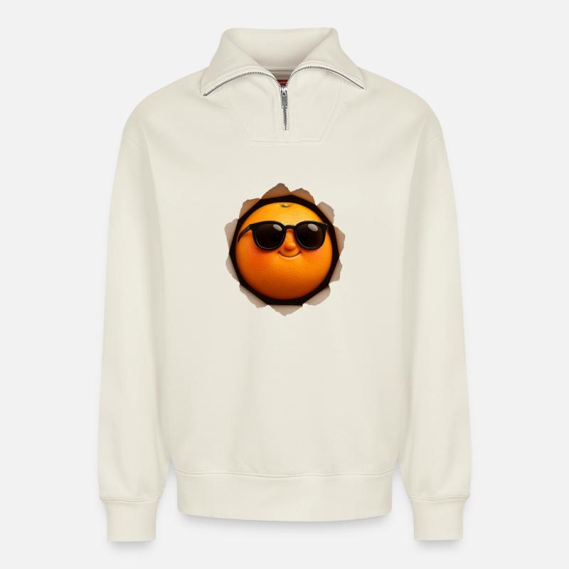 Grapefruit - Relaxed Unisex Organic Half Zip Sweatshirt – von SPREAD - Naturweiß