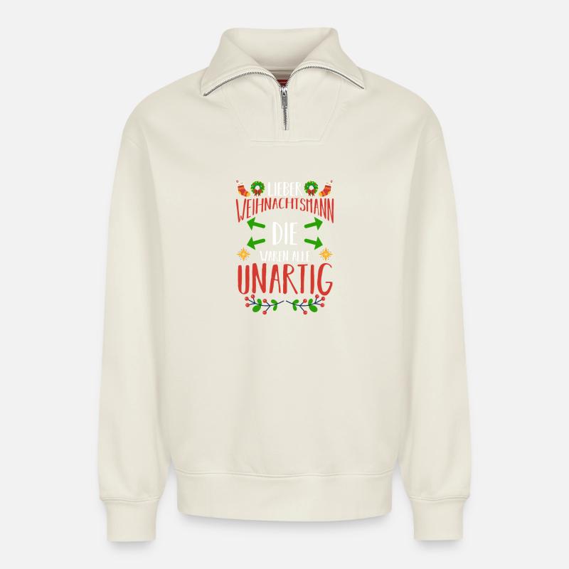 Archery Archery Archery - Relaxed Unisex Organic Half Zip Sweatshirt – by SPREAD - off white
