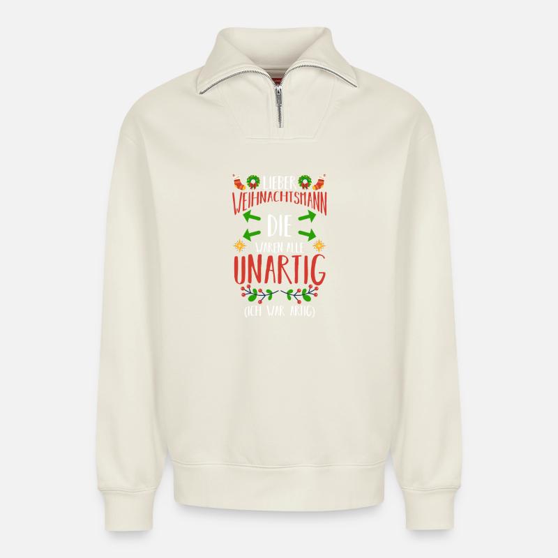 Archery Archery Archery - Relaxed Unisex Organic Half Zip Sweatshirt – by SPREAD - off white