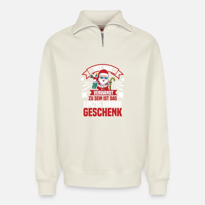 Archery Archery Archery - Relaxed Unisex Organic Half Zip Sweatshirt – by SPREAD - off white