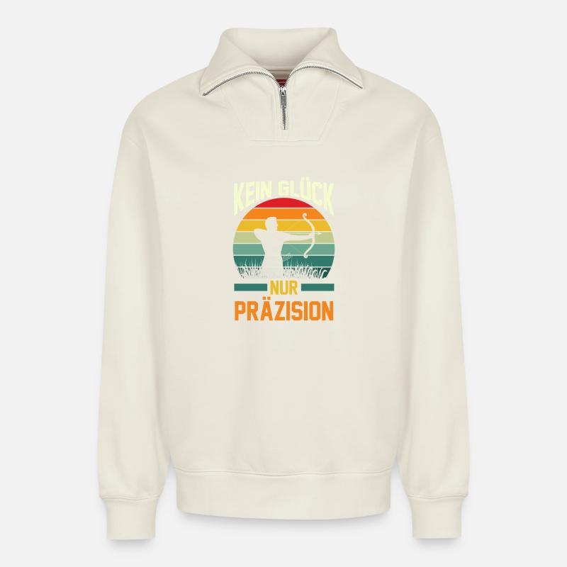 Bogenschütze Bogensport Bogenschießen - Relaxed Unisex Organic Half Zip Sweatshirt – von SPREAD - Naturweiß