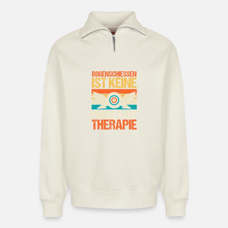 Bogenschütze Bogensport Bogenschießen - Relaxed Unisex Organic Half Zip Sweatshirt – von SPREAD - Naturweiß