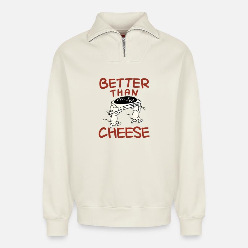Lustige Mäuse - Relaxed Unisex Organic Half Zip Sweatshirt – von SPREAD - Naturweiß