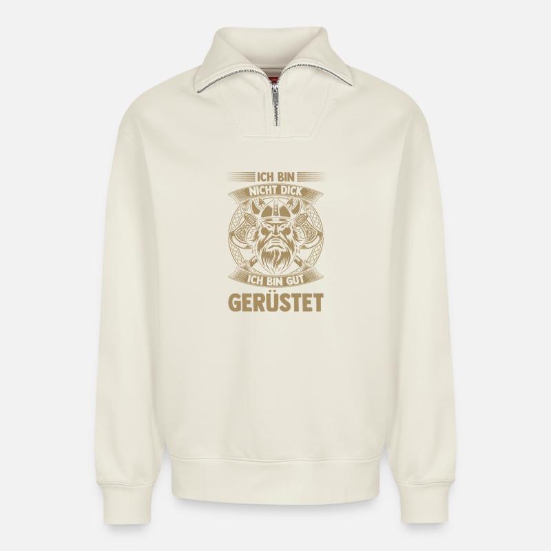 Mittelalter Schildwall Mittelaltermarkt Wikinger - Relaxed Unisex Organic Half Zip Sweatshirt – von SPREAD - Naturweiß
