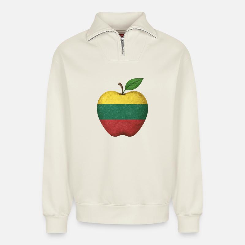Litauen - Relaxed Unisex Organic Half Zip Sweatshirt – von SPREAD - Naturweiß