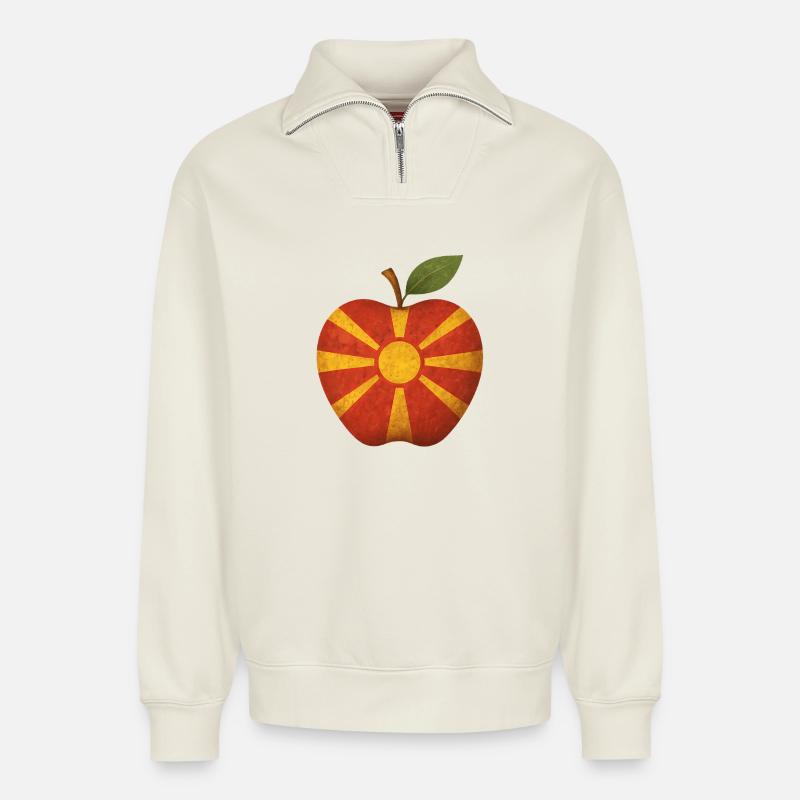 Nordmazedonien - Relaxed Unisex Organic Half Zip Sweatshirt – von SPREAD - Naturweiß