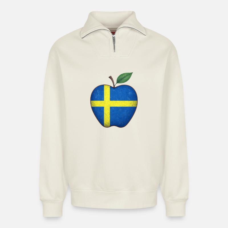Sweden - Relaxed Unisex Organic Half Zip Sweatshirt – by SPREAD - off white