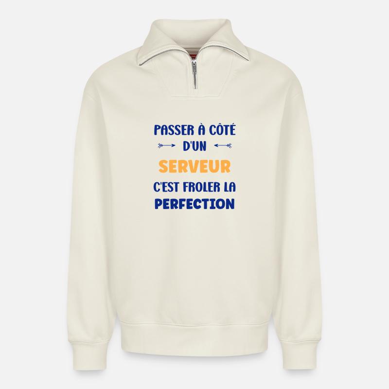 Server - Relaxed Unisex Organic Half Zip Sweatshirt – von SPREAD - Naturweiß