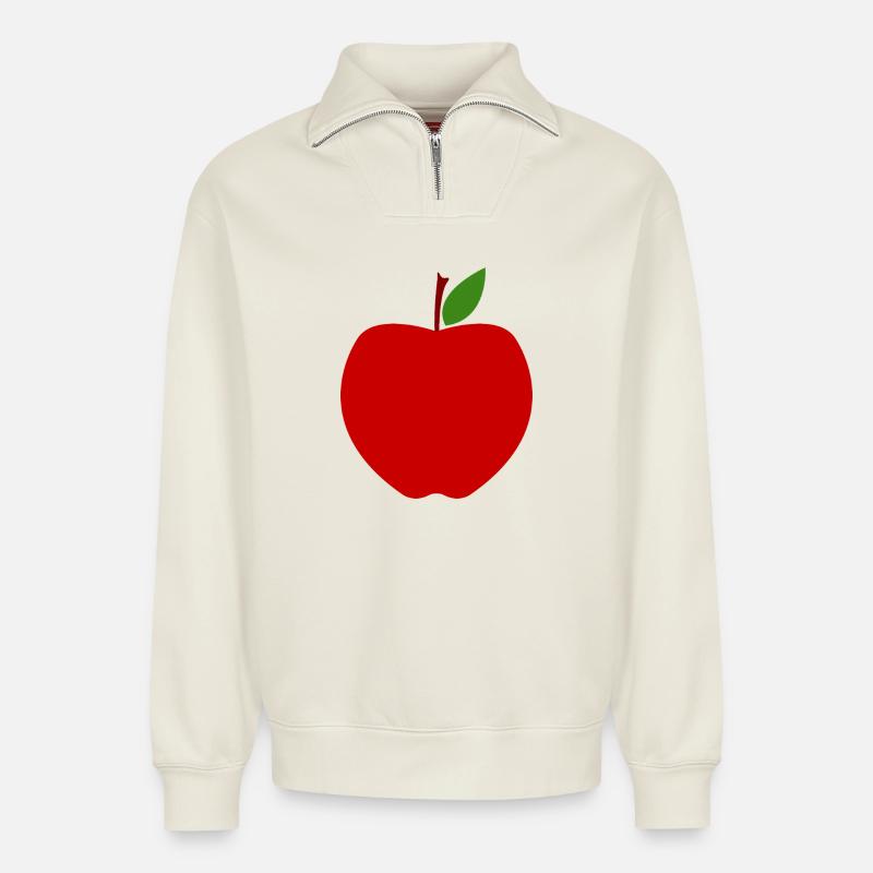 Apple - Relaxed Unisex Organic Half Zip Sweatshirt – by SPREAD - off white