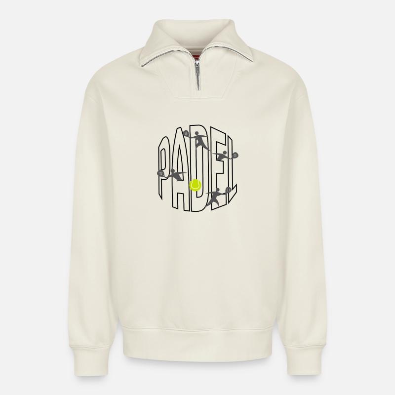 Padel - Relaxed Unisex Organic Half Zip Sweatshirt – von SPREAD - Naturweiß
