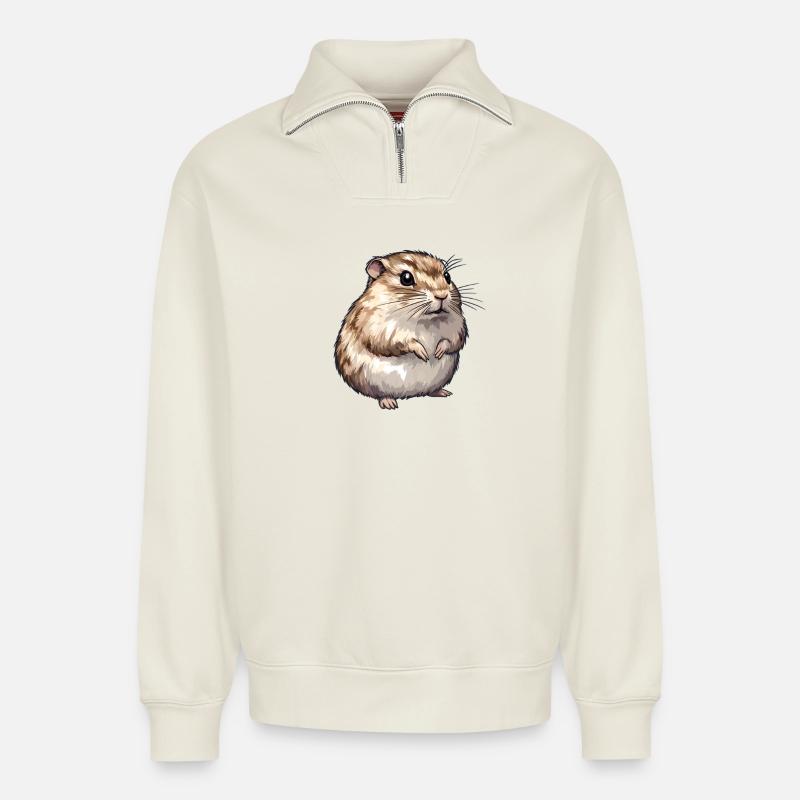 Lemminge Lemming - Relaxed Unisex Organic Half Zip Sweatshirt – von SPREAD - Naturweiß
