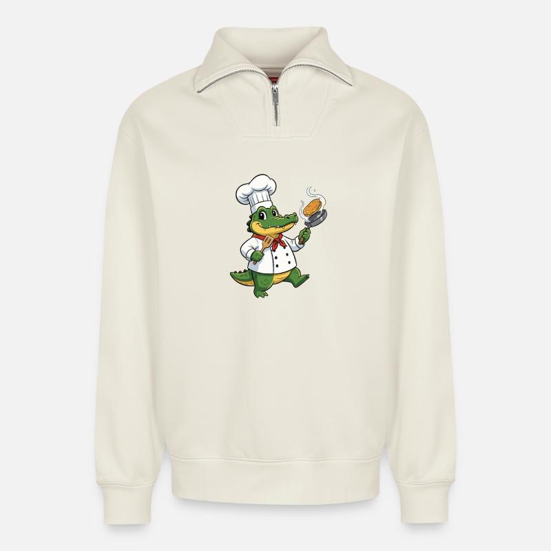 Gatorkoch Panfire - Sweat unisexe décontracté en coton biologique à demi-zip – de SPREAD - blanc cassé