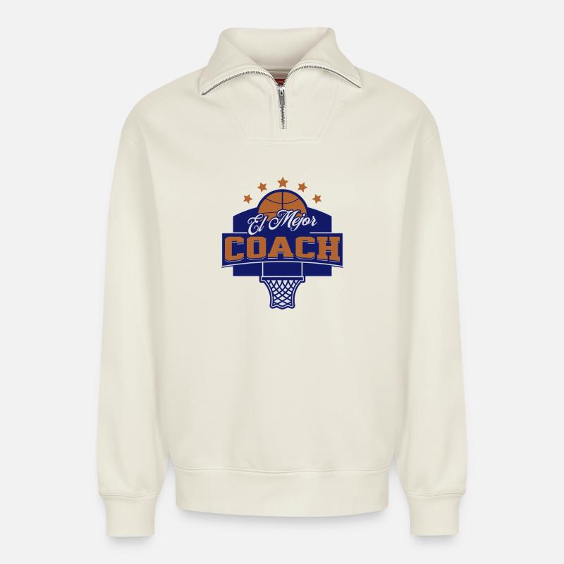 Bester Basketballtrainer - Relaxed Unisex Organic Half Zip Sweatshirt – von SPREAD - Naturweiß