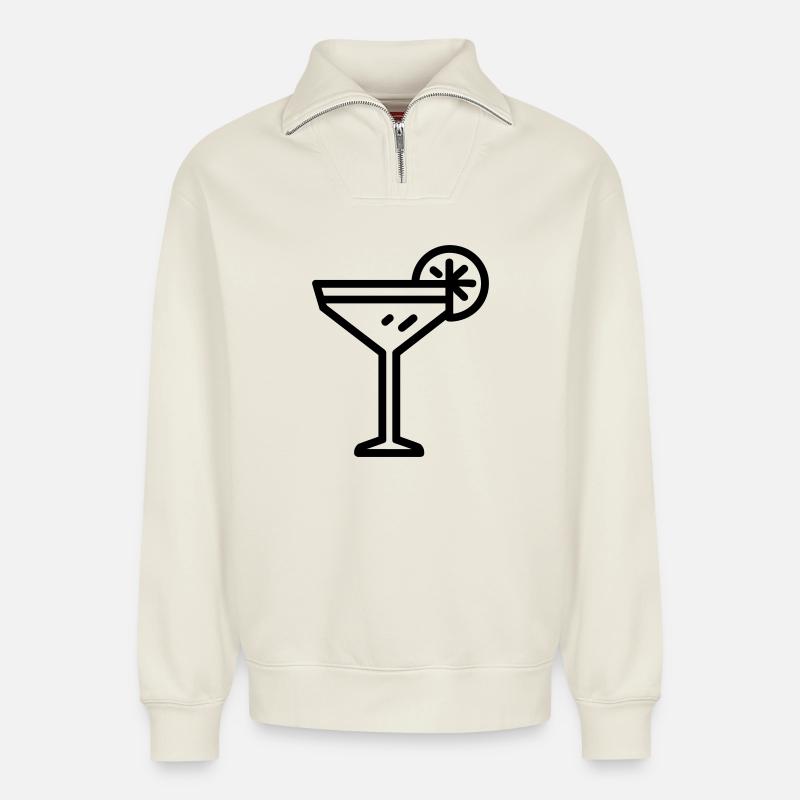 cocktail - Relaxed Unisex Organic Half Zip Sweatshirt – by SPREAD - off white