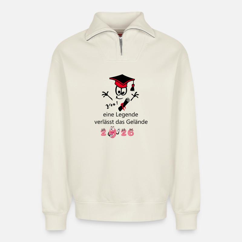 Schulabschluss 2026 - Relaxed Unisex Organic Half Zip Sweatshirt – von SPREAD - Naturweiß